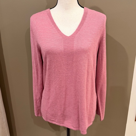 Sweaters - J. Jill Women's Dusty Rose Pink V-neck Long Sleeve Sweater, Size Large